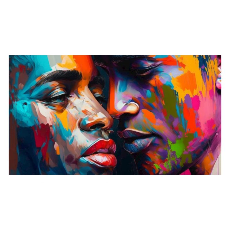 Two faces in a rainbow