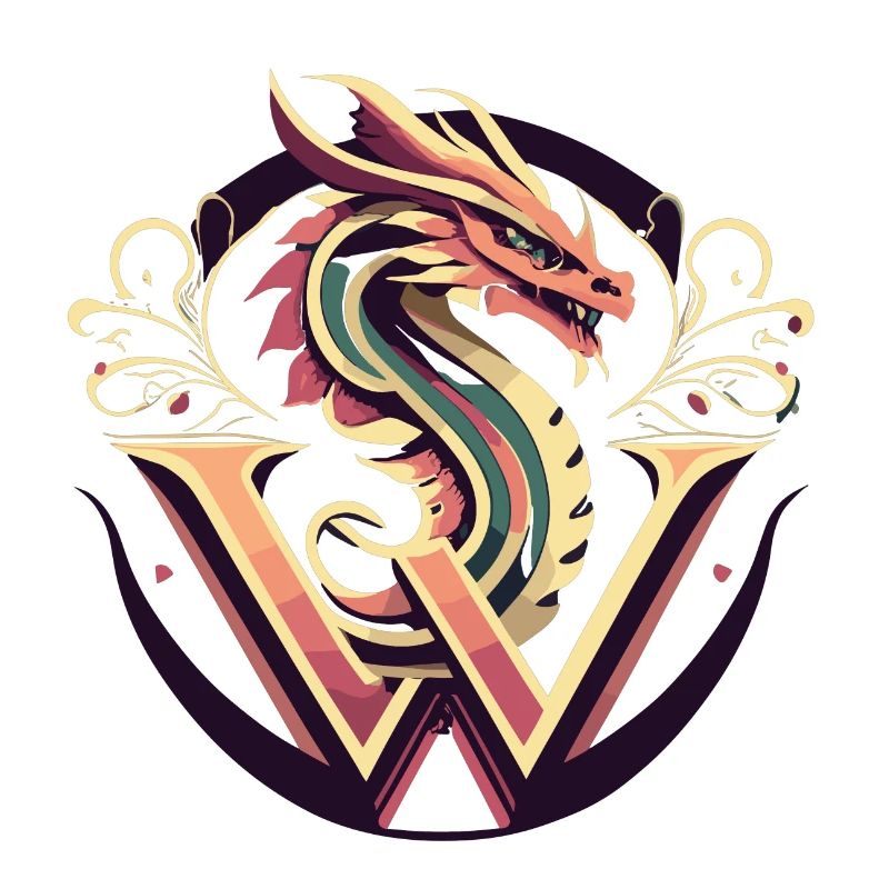 Buchstabe W mit Drache