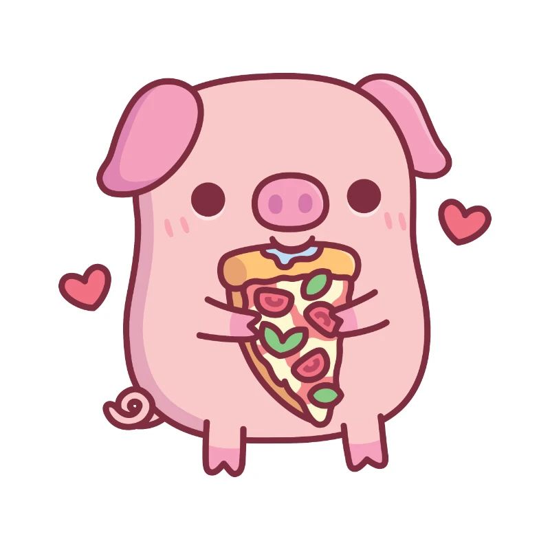 Mignon petit cochon mangeant de la pizza Margherita