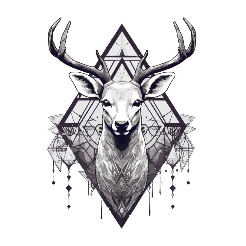 Schwarz-weißer Hirsch-Boho-Stil