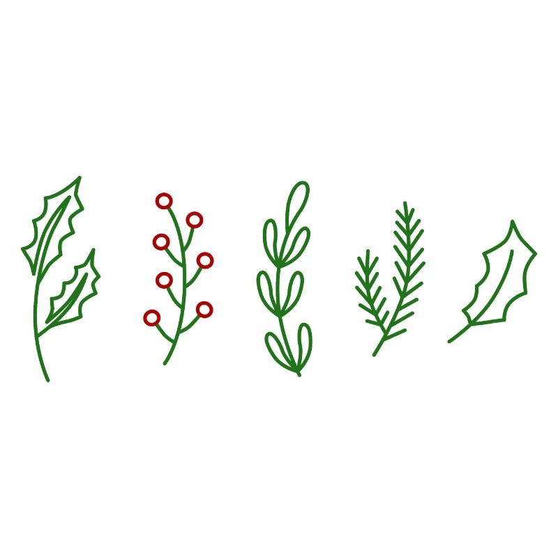 Vintage Winter Plants Doodle