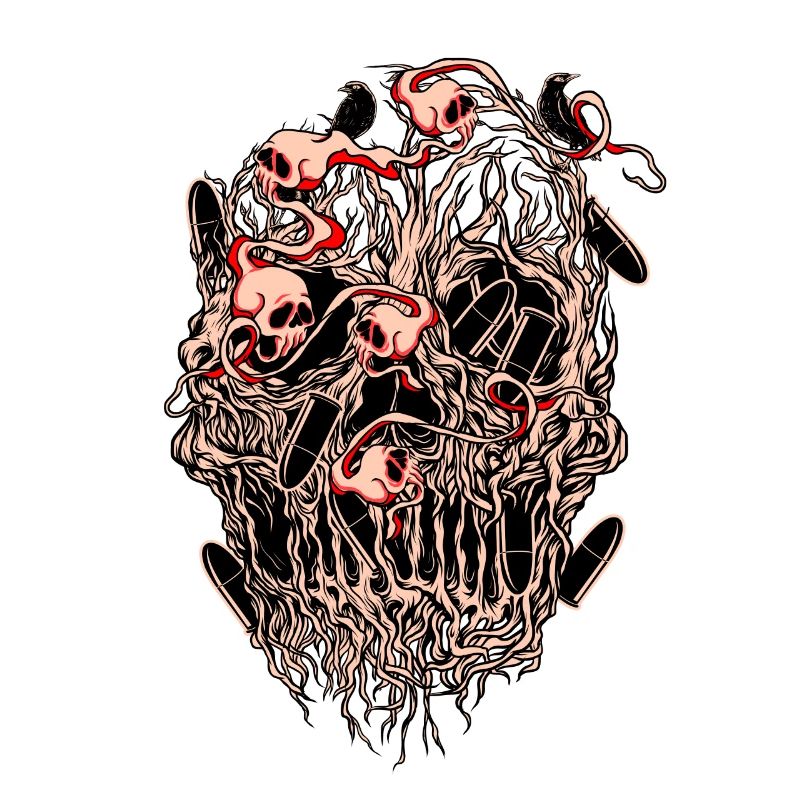 Bullets and Skull Roses Aesthetic Dripping Pattern