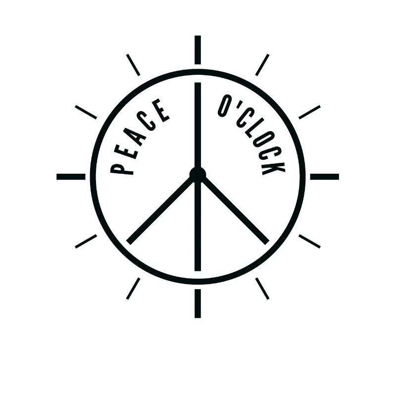 Peace Lover Clock Peace Time Optimistic Peace Sign