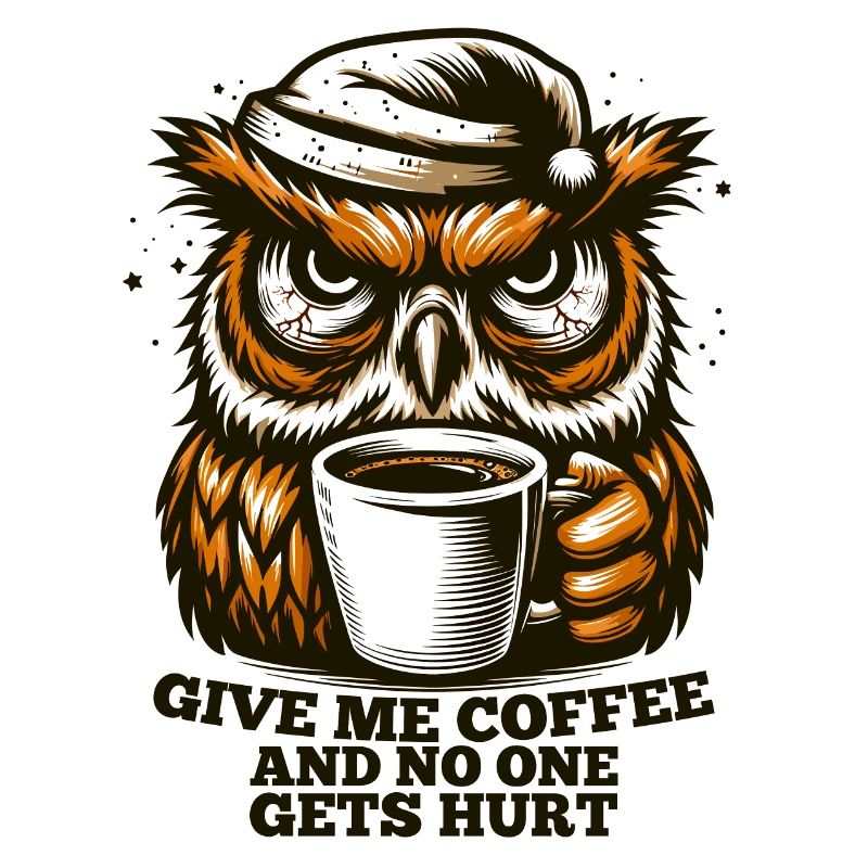 Eule Kaffee müde Geschenk