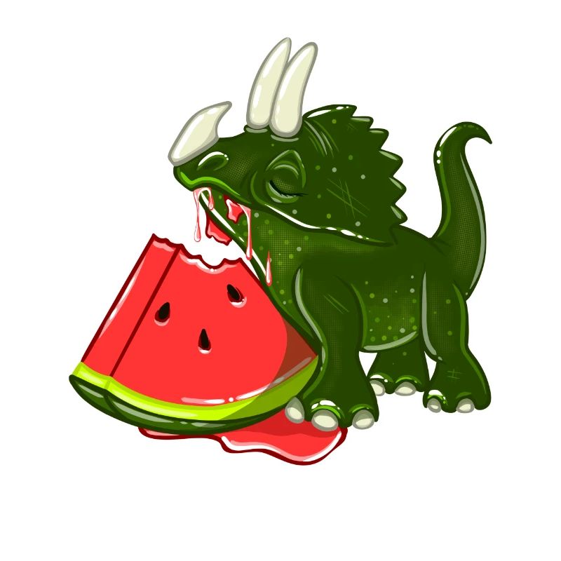 Dino eats melon
