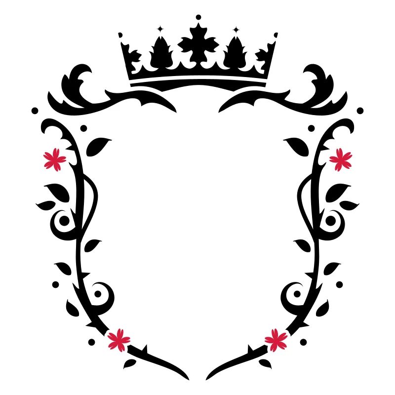 floral emblem with a crown