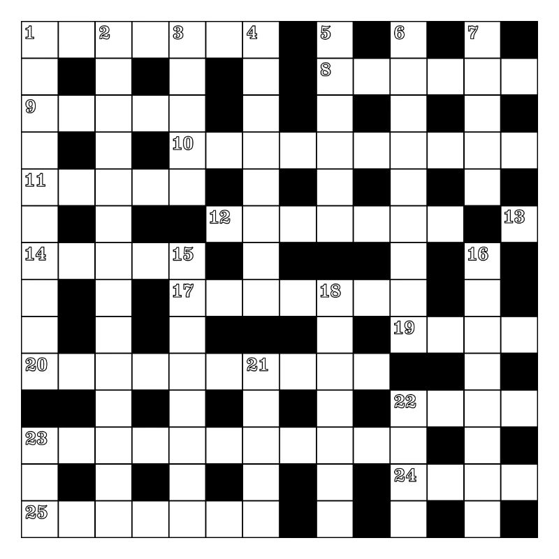 Retro Black White Crossword Puzzle Pattern