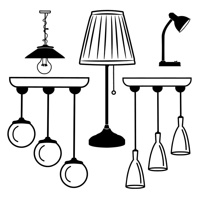 Sammlung von Lampen und Beleuchtung