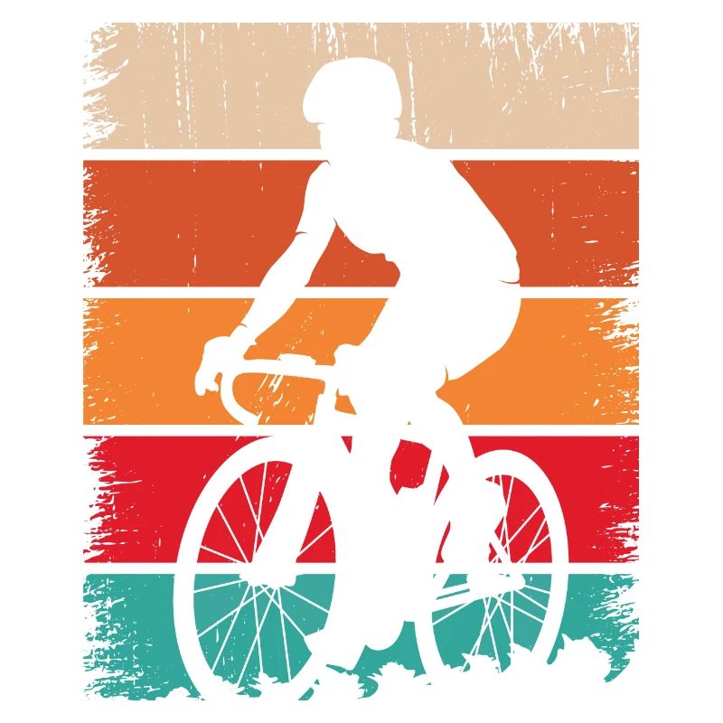 Retro Sunset Cyclist Silhouette