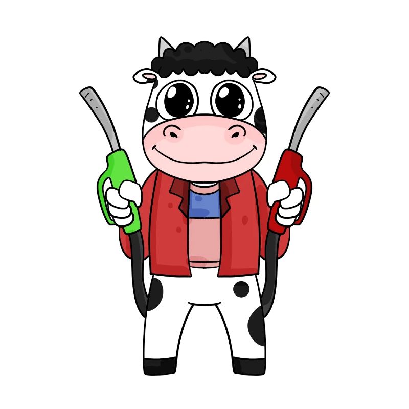 Préposé à la station-service station d’essence vache