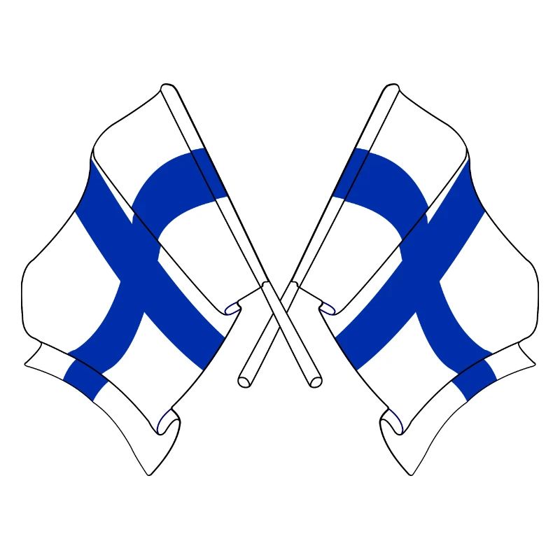 Deux drapeaux de la Finlande croisés