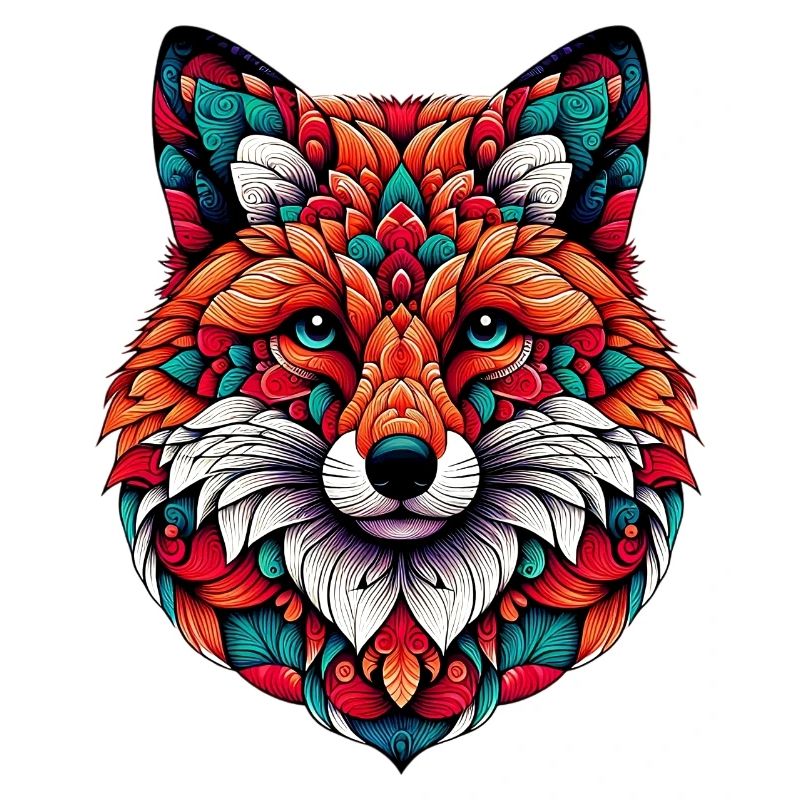 Fox decorated with Mandalas