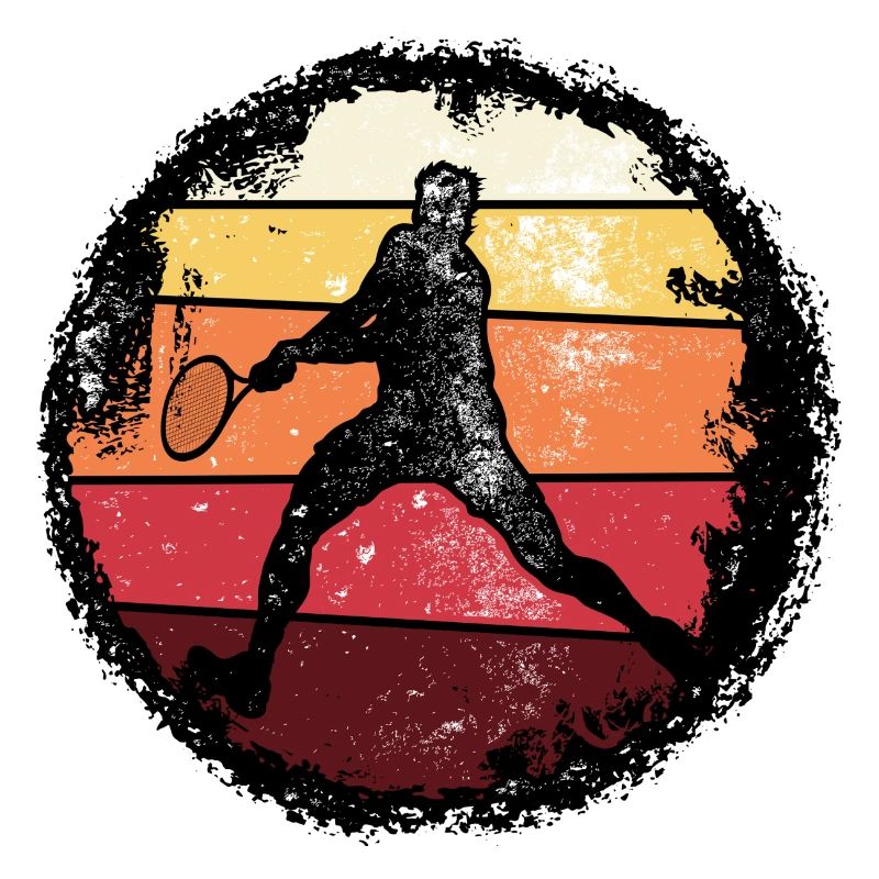 Silhouette de tennis rétro coucher de soleil