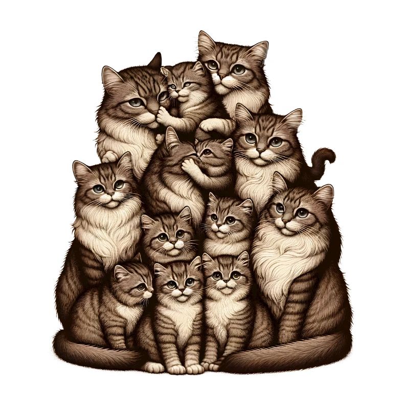 regroupement affectueux de chats et de chatons