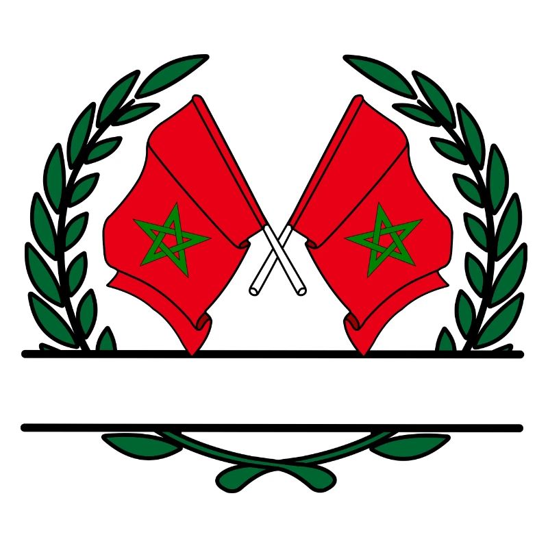 Drapeaux Maroc couronne de laurier bannière