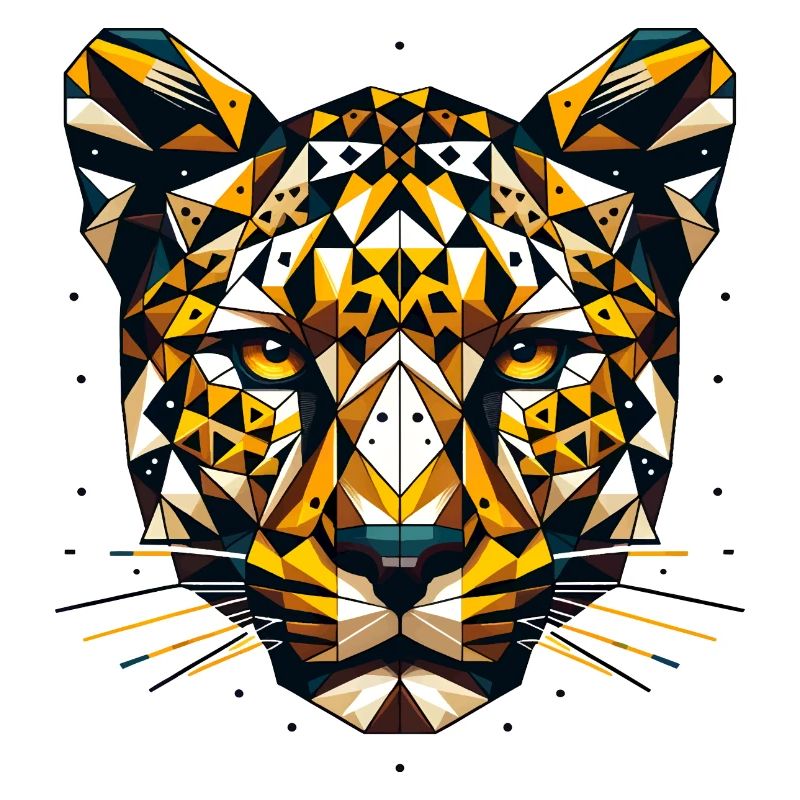 Geometric Leopard Head Polygons Motif