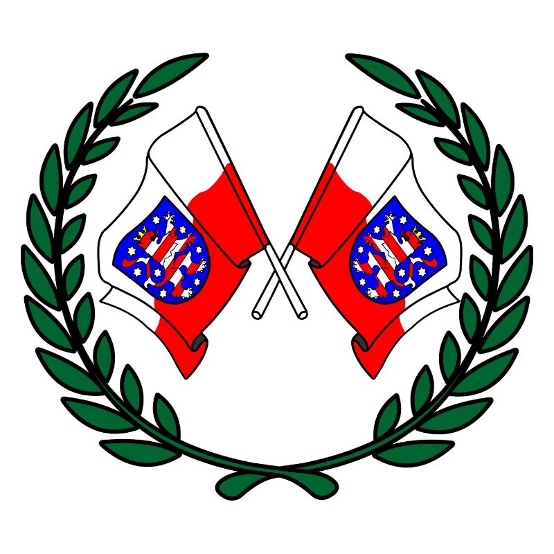 Drapeaux Thuringe couronne de laurier
