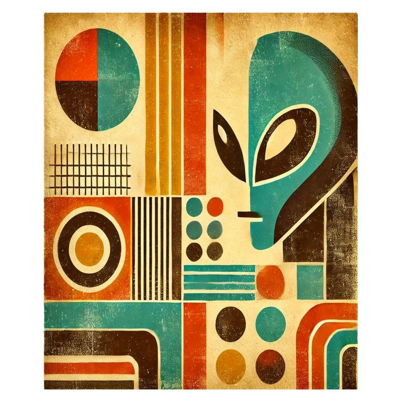 Retro abstract image with Alien face.
