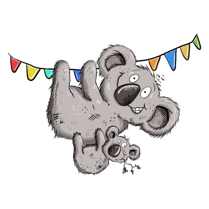Drôle d’ours koala avec douche de bébé koala