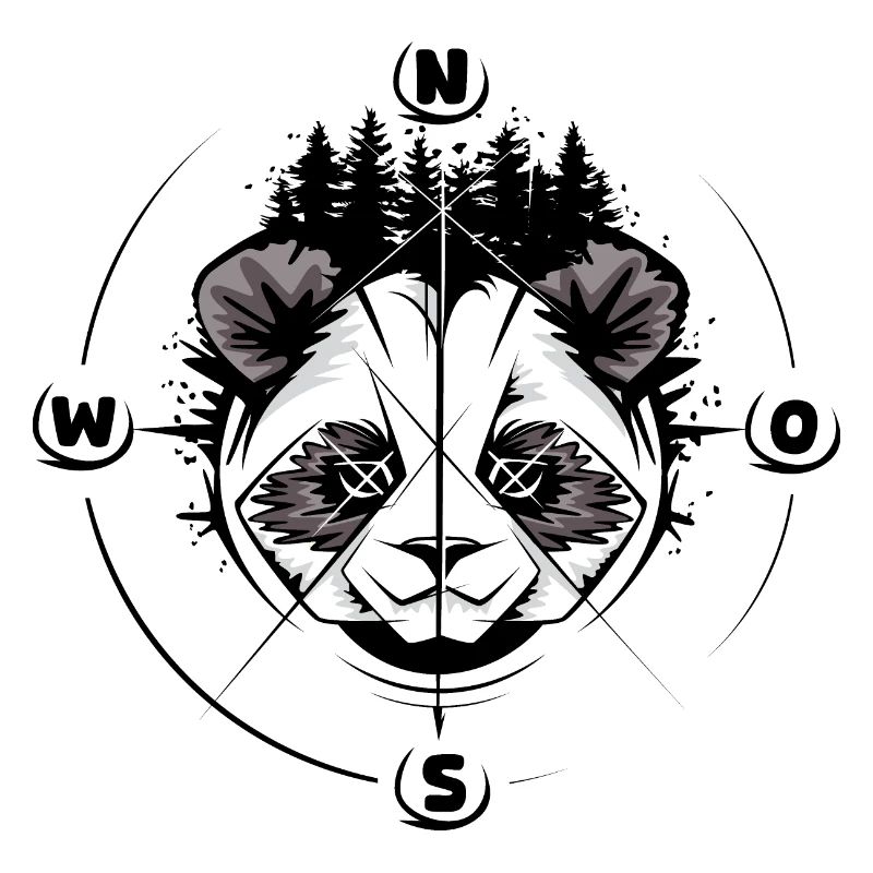 Panda Wald Kompass Koala Tattoo comic cartoon Logo