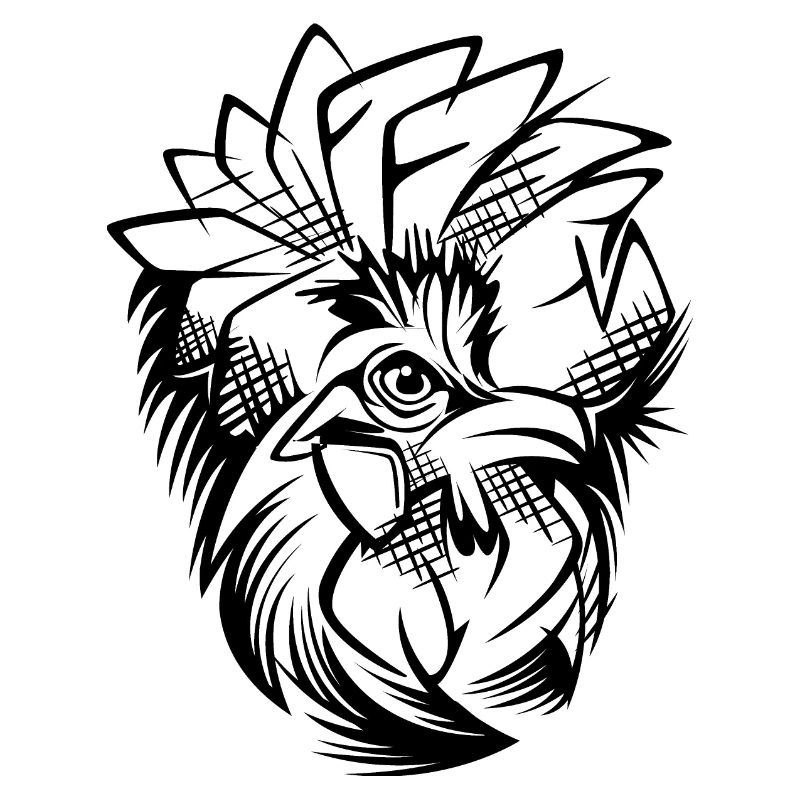 🖤 Tête de coq élégante - Conception d’esquisse