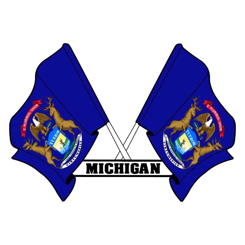 Two flags text MICHIGAN