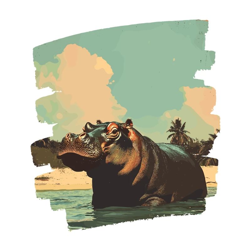 Nilpferd Retro