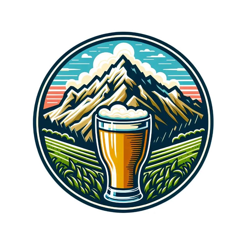 Bergblick mit Bierglas Motiv