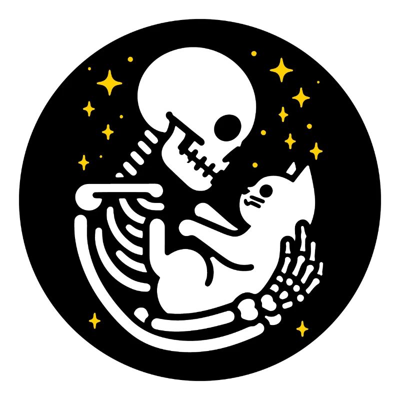 Skeleton with cat