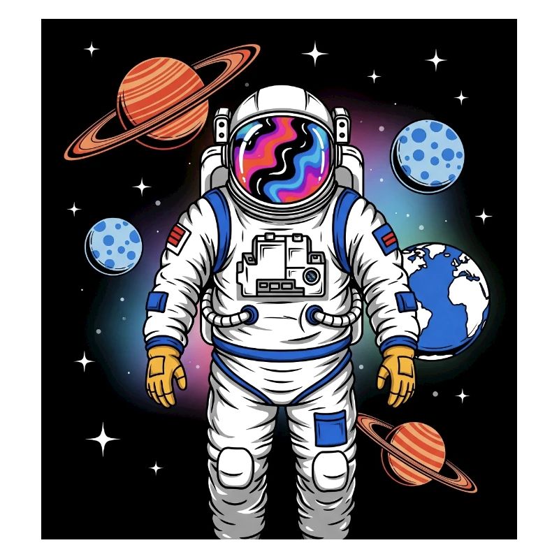 Astronaute de l’espace avec cosmos planétaire