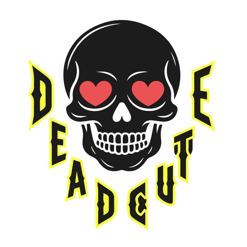 Diseño gótico de calavera con ojos de corazón