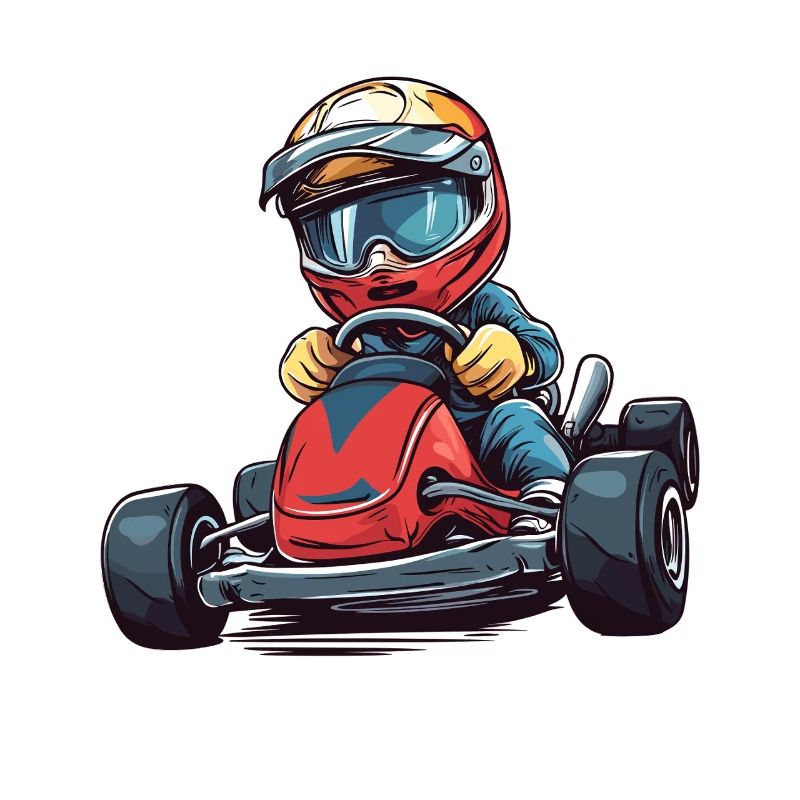 Conception de dessin animé de petit pilote de kart