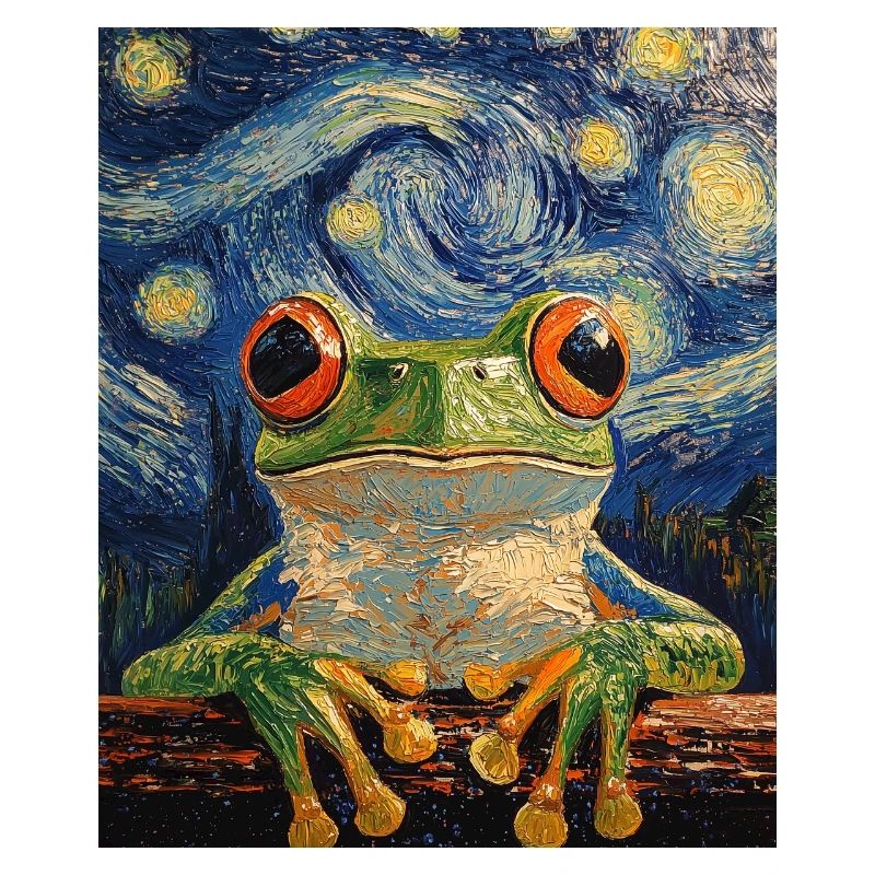 Frog Frogs Van Gogh Style Starry Night