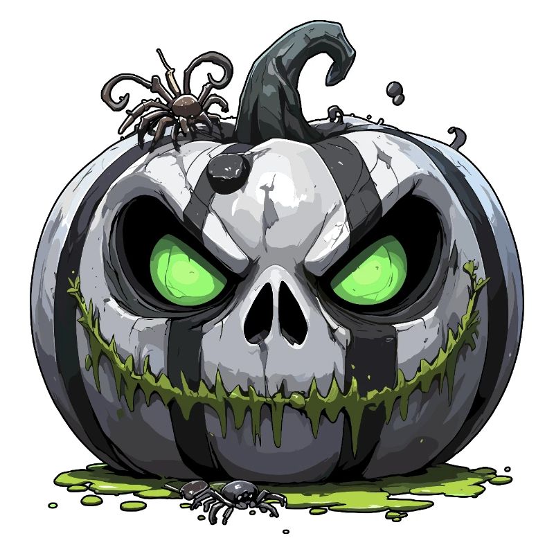 Grim Pumpkin Zombie with Green Eyes