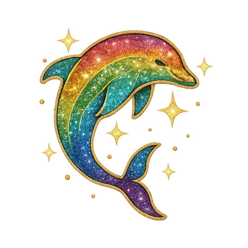 Rainbow Dolphin Star Glitter