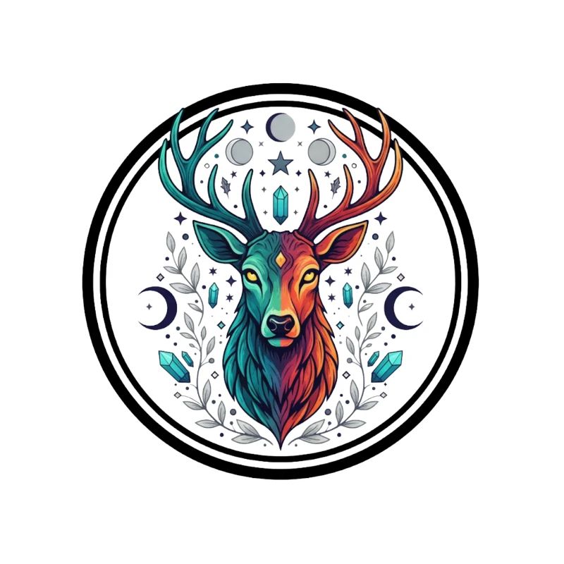 Rainbow Deer Crystal Moon