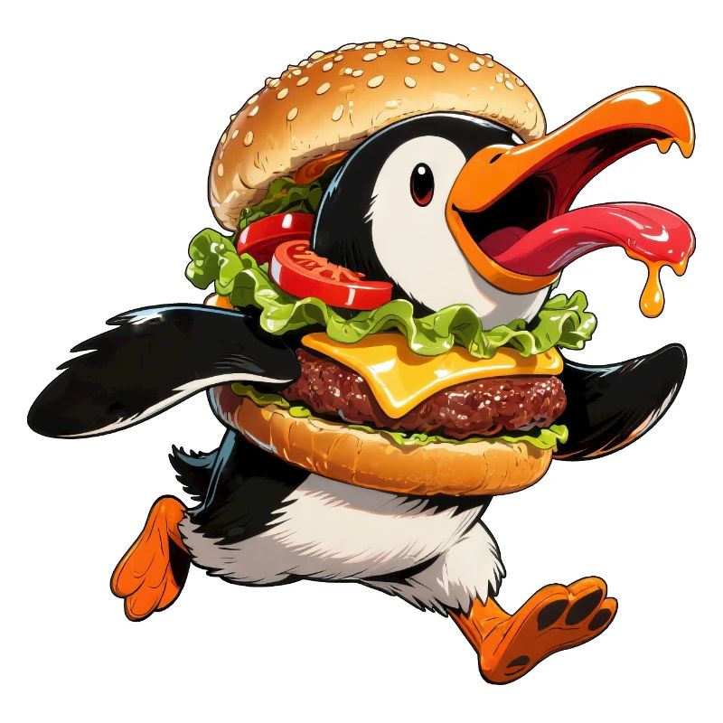 Funny Penguin Halloween Fast Food Cheeseburger