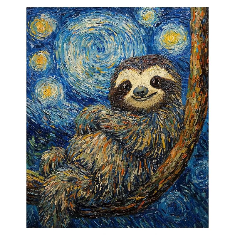 Sloth Van Gogh Style Starry Night