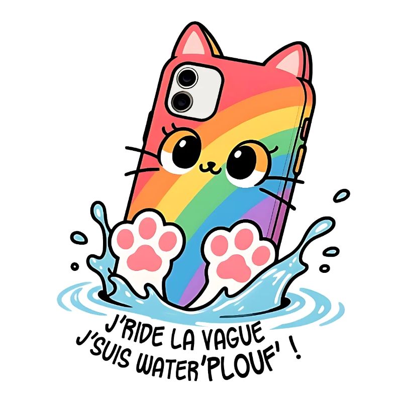 Téléphone mobile chat waterplouf !