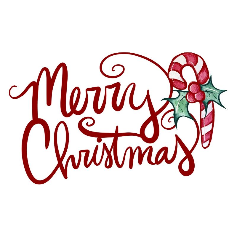 Merry Christmas Script with Candy Cane