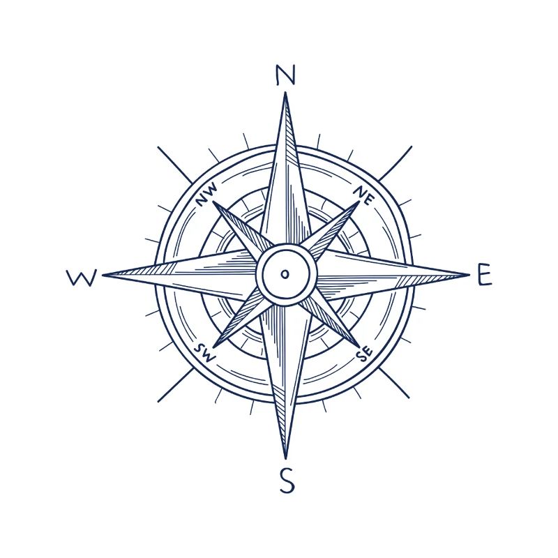 Nautic Design Blue Compass Nautical Emblem
