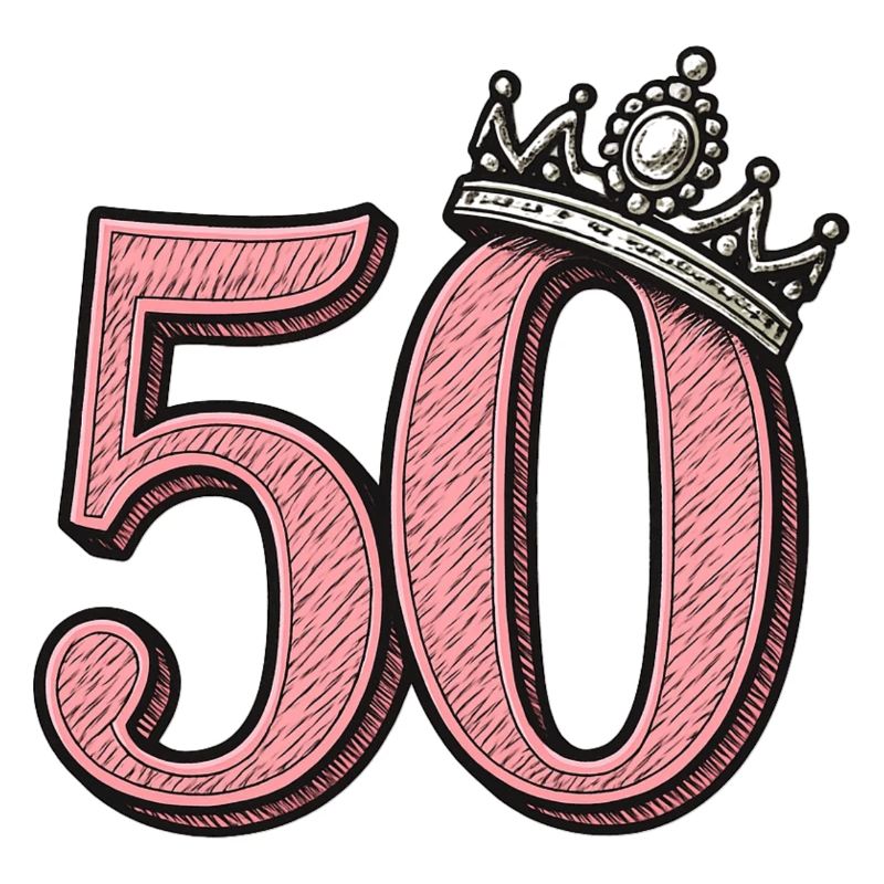 Pinke 50 mit Krone – Süßes Geburtstagsdesign