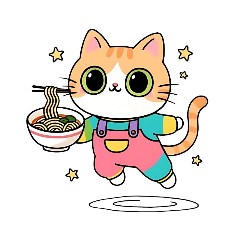 Chat bol de Ramen Multicolore