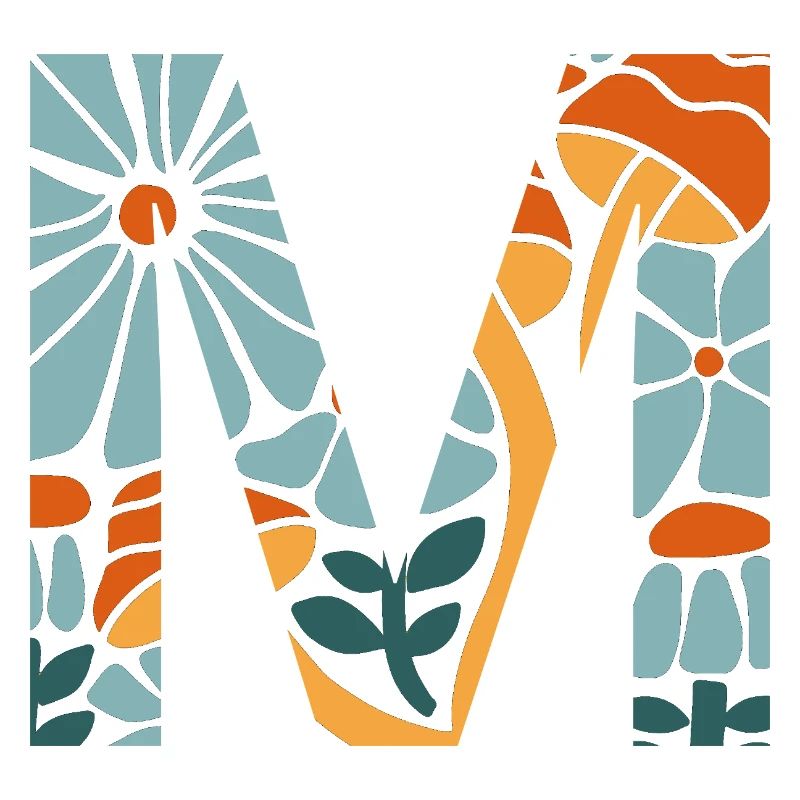 Buchstabe m Blumen groovy Geschenkidee