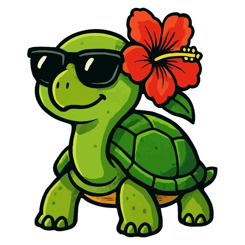 Sun turtle with hibiscus