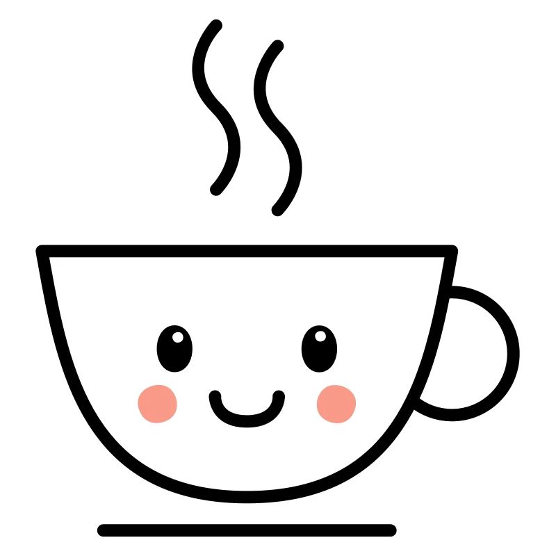 Coffee, tea or cocoa cup with kawaii face