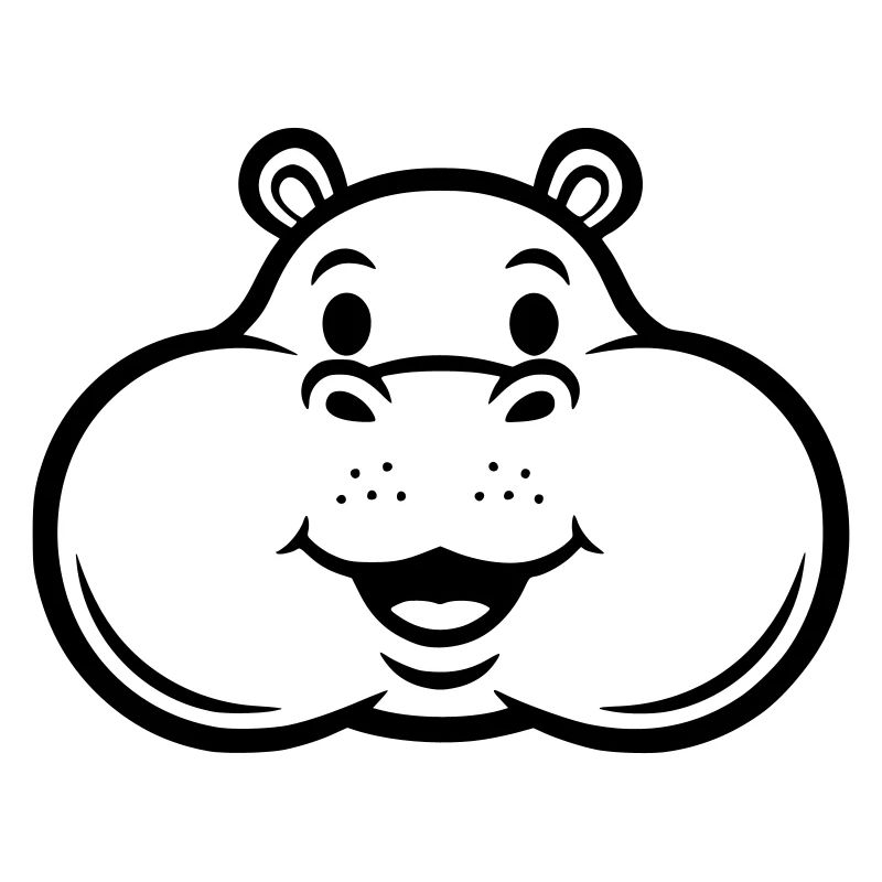 Laughing Hippo Head Face Comic Vector
