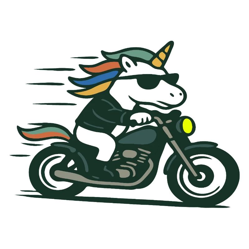 Fast Biker einhornfahrende Motorrad-Maskottchen-Kunst