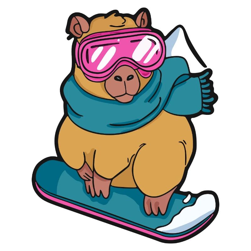 Cool Capybara Snowboard Winter Sport