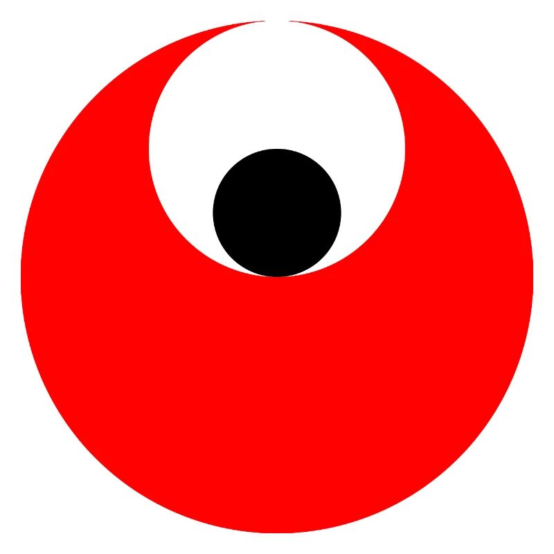 3 circles, red, white and black